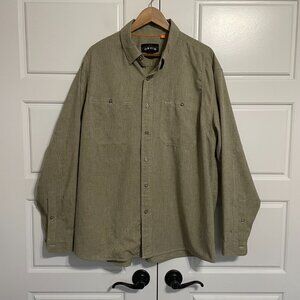 Share Orvis Shirt Mens Sz XL Khaki Beige Safari Polyester Button Up Outdoor Pock